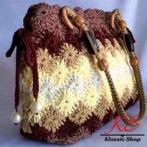Multi color handmade crochet bag double shoulder strap