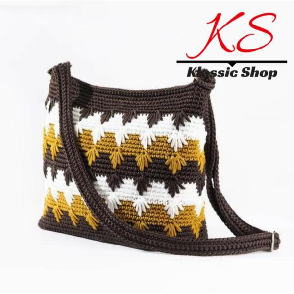 Multi color handmade crochet bag cross-body shoulder bag