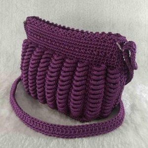 Purple Handmade crochet cross-body bag