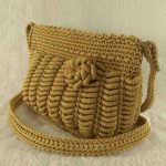 Gold color handmade crochet cross-body bag