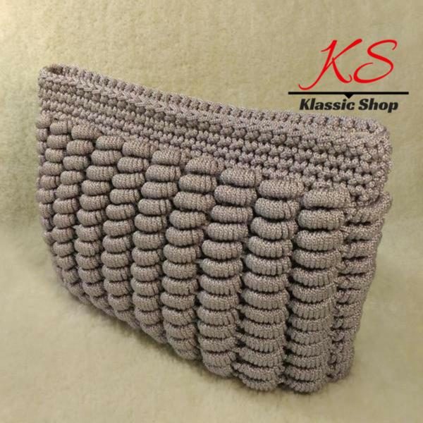 Gray color handmade crochet clutch bags unique pattern variety colors