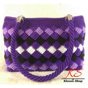 Multi color handmade crochet handbags double handle