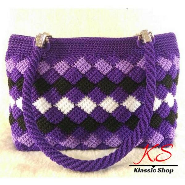 Multi color handmade crochet handbags double handle