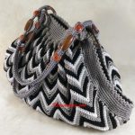 Multi color handmade crochet handbag double shoulder strap