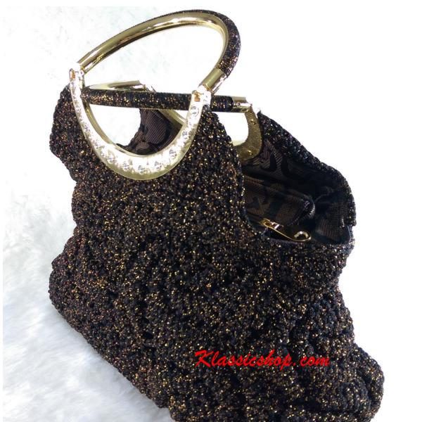 Black color handbags alluring touch of silver or gold double handle