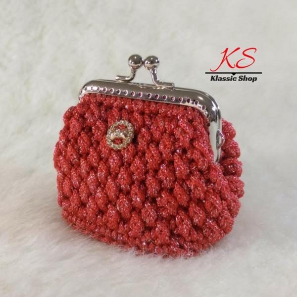 Red mini crochet coin purse