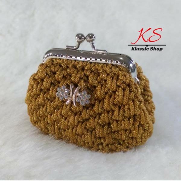 Gold mini crochet coin purse