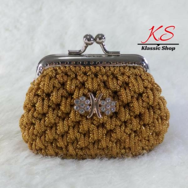 Gold mini crochet coin purse
